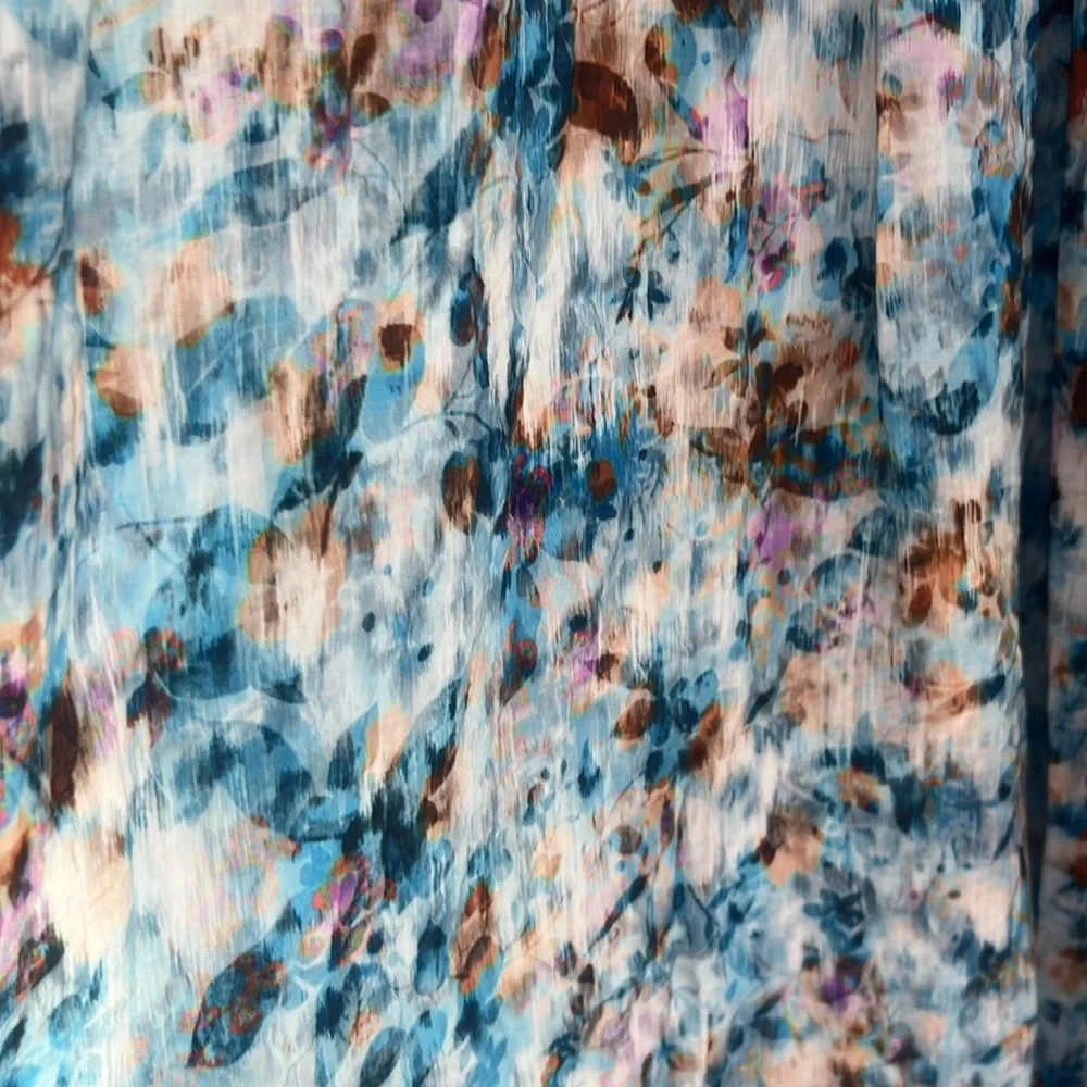 By Anthropologie Floral Dress Milkmaid Watercolor Blue Midi Size XXS - Picture 9 of 12